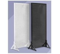 Zfmnoyev Espositore In Metallo Per Pannelli Forati Con 20 Ganci, Espositore Per Pannelli Forati Da Terra, Mensola Sospesa Con Base A T, Espositore Versatile Per Garage, Cucina(Bianco,60x40x120 cm)