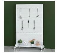 Zfmnoyev Espositore Mobile In Metallo Con Pannello Forato, Ruote E 20 Ganci, Organizzatore Indipendente Per Pannello Forato Con Base A T, Pannello Forato Da Garage(80x40x150 cm)