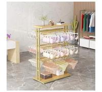 Zfmnoyev Espositore Per Abbigliamento E Accessori Per La Vendita Al Dettaglio Di Biancheria Intima/reggiseni/costumi Da Bagno/calzini/gioielli, Espositore Portaoggetti In Metallo(Gold,100x45x135 cm)
