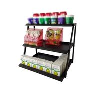 Zfmnoyev Espositore Per Caramelle In Metallo A 3 Ripiani Per Bancone, Espositore Multifunzionale Per Snack Da Banco, Espositore Per Snack Al Dettaglio, Per Dispensa, Ufficio(nero,45x33x40 cm)