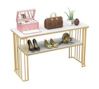 Zfmnoyev Espositore Per Scarpe E Borse In Metallo, Bancone Espositivo Con Ripiani Aperti, Tavolo Espositivo A 2 Ripiani Robusto Per Boutique Per Negozi Di Abbigliamento E Negozi(120x40x75 cm)