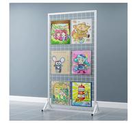 Zfmnoyev Espositori A Pannello Gridwall Con Robusta Base A T, Torre A Griglia Con Supporto A Pavimento, Scaffale Portaoggetti In Rete Metallica Con 4 Ruote E 20 Ganci(Bianco,80x40x120 cm)