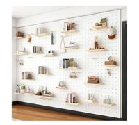 Zfmnoyev Mensola A Parete Con Pannello Forato In Legno, Kit Combinato Con Pannello Forato Spessore 16 Mm, Pannello Forato Per L'organizzazione Del Laboratorio, Per Casa(Bianco)