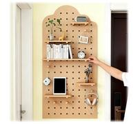 Zfmnoyev Mensola A Parete In Legno Con Pannello Forato, Kit Pannello Espositivo E Contenitore Con Pioli E Divisori In Legno, Mensola Sospesa E Pannello Contenitore(Natural-B,40x120cm)