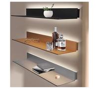 Zfmnoyev Mensola Luminosa Da Parete In Metallo, Mensole Da Parete Galleggianti Versatili In Lega Di Alluminio, Con Luce LED Integrata E Trasformatore, Facile Da Installare(Grey,40x20x7 cm)