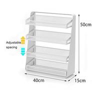 Zfmnoyev Mensola Porta Snack A 3/4 Ripiani Per Piano Di Lavoro, Scaffale In Metallo Per Snack, Portacaramelle/gomme Da Masticare, Organizzatore Multifunzionale Regolabile(Bianco,40x15x50 cm-4 layers)