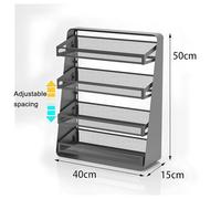 Zfmnoyev Mensola Porta Snack A 3/4 Ripiani Per Piano Di Lavoro, Scaffale In Metallo Per Snack, Portacaramelle/gomme Da Masticare, Organizzatore Multifunzionale Regolabile(nero,40x15x50 cm-4 layers)