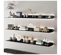 Zfmnoyev Mensole Luminose A Parete Con Luci A LED Integrate, Mensole Sospese A Parete In Lega Di Alluminio, 1 Mensola Versatile Per Piante O Libreria, Per Soggiorno, Ufficio(nero,70x20x6 cm)