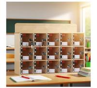 Zfmnoyev Mobiletto Portacellulare In Legno Da Parete, Armadietto Portacellulare Con Serratura E Chiavi, Anta In Acrilico, Per Scuola, Aula, Ufficio, Sala Conferenze(Natural-A,80Slots)