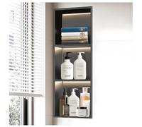 Zfmnoyev Nicchia Da Incasso A Parete Con Strisce Luminose A LED, Mensola Per Doccia In Acciaio Inox, Mensole Integrate Per Box Doccia, Non Necessita Di Piastrelle(Grey,1200x280x125 mm)