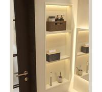 Zfmnoyev Nicchia Doccia A Incasso A 1/2/3/4 Ripiani Con Illuminazione A LED, Organizer Moderno In Acciaio Inossidabile Per Shampoo E Altri Prodotti Da Bagno(Bianco,900x280x125mm)