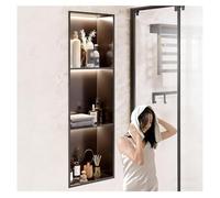 Zfmnoyev Nicchia Doccia A Incasso Con Illuminazione A LED, Mensole A 2/3/4 Ripiani In Acciaio Inossidabile, Impermeabile, Non Necessita Di Piastrelle, Organizzatore Per Shampoo(nero,900x280x125mm)