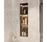 Zfmnoyev Nicchia Doccia A Incasso Con Illuminazione A LED, Mensole A 2/3/4 Ripiani In Acciaio Inossidabile, Impermeabile, Non Necessita Di Piastrelle, Organizzatore Per Shampoo(Grey,700x280x125mm)
