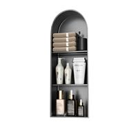 Zfmnoyev Nicchia Doccia Ad Arco In Acciaio Inox, Mensola Portaoggetti Da Incasso Per Doccia, Nicchia A Parete Per Bagno, Senza Piastrelle, Per Soggiorno, Bagno, Hotel(nero,90x30x15 cm)