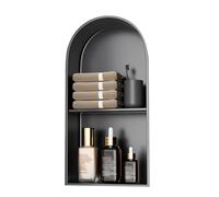 Zfmnoyev Nicchia Doccia Ad Arco In Acciaio Inox, Mensola Portaoggetti Da Incasso Per Doccia, Nicchia A Parete Per Bagno, Senza Piastrelle, Per Soggiorno, Bagno, Hotel(nero,62x28x15 cm)