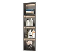Zfmnoyev Nicchia Doccia Con Luce A LED, Mensole Incassate In Acciaio Inox, Mobiletto Da Parete Per Bagno A 1/2/3/4 Ripiani, Impermeabile, Non Necessita Di Piastrelle(Grey,120x28x12.5 cm)