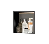 Zfmnoyev Nicchia Doccia Con Luce A LED, Mensole Incassate In Acciaio Inox, Mobiletto Da Parete Per Bagno A 1/2/3/4 Ripiani, Impermeabile, Non Necessita Di Piastrelle(nero,32x32x12.5 cm)