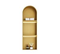 Zfmnoyev Nicchia Doccia In Acciaio Inox Da Incasso Con Luce A LED, Portaoggetti Ad Arco Integrato, Mensola Portaoggetti Per Bagno, Ideale Per Casa, Hotel, Appartamento, Cucina(Gold,900x280x125 mm)