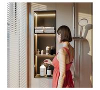 Zfmnoyev Nicchia Per Doccia Con Striscia Luminosa A LED, Kit Per Nicchia Da Parete Per Doccia In Acciaio Inox, Non Necessita Di Piastrelle, Salvaspazio, Mensola Nascosta Incassata(Grey,70x28x12.5 cm)
