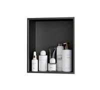 Zfmnoyev Nicchia Per Doccia In Acciaio Inox, Nicchia A Parete Per Bagno, Mensola Portaoggetti Da Incasso Per Doccia, Non Necessita Di Piastrelle, Per Soggiorno, Cucina(nero,32x32x12.5 cm)