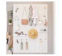 Zfmnoyev Organizer Da Parete In Metallo Per Pannello Forato, Pannelli Forati Modulari Resistenti Con Ganci, Kit Per Pannello Forato Per Riporre Gli Attrezzi, Per Casa, Garage(Bianco,100x50 cm)