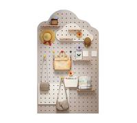 Zfmnoyev Pannello Forato Da Parete In Legno Massello, Spessore 16 Mm Kit Combinato Di Organizzazione Da Parete Con Pannello Forato Kit Di Pannelli Espositivi Forati Da Parete Per Ingresso(Grey)