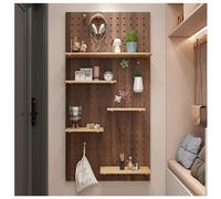 Zfmnoyev Pannello Forato Da Parete, Pannelli Organizzatori Forati, Pannello Forato In Legno Spesso 16 Mm, Kit Organizzatore Combinato Rettangolare, Pannello Sospeso Per Ingresso(Marrone,40x60cm)