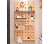 Zfmnoyev Pannello Forato Da Parete, Pannelli Organizzatori Forati, Pannello Forato In Legno Spesso 16 Mm, Kit Organizzatore Combinato Rettangolare, Pannello Sospeso Per Ingresso(Natural,40x60cm)