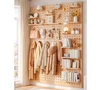 Zfmnoyev Pannello Forato Modulare, Pannelli Forati Da Parete In Legno, Portautensili Multifunzionale Perforato Spesso 1,6 Cm, Per Camera Da Letto, Studio, Ufficio, Bagno(50x120 cm)