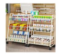 Zfmnoyev Scaffale Porta Caramelle In Metallo Commerciale, Scaffale Per Snack Da Supermercato A 2/3 Livelli Con Ruote, Espositore Da Terra Per Negozi, Per Hotel, Caffè, Panetteria(40x26x60 cm)