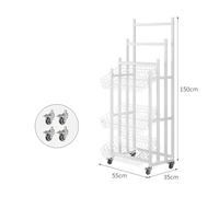 Zfmnoyev Scaffale Portaombrelli Con Ruote Da Terra, Portaombrelli In Metallo Resistente, Organizzatore Multiuso Con Ganci Per Supermercato, Casa E Ufficio(Bianco,55x35x150 cm)