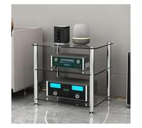 Zfmnoyev Supporto Multimediale Per Rack Audio, Ripiani In Vetro Temperato A 1/2/3/4 Livelli, Torre Rack Audio Per Cabinet Stereo, Per Ufficio Domestico Soggiorno Teatro(Chiaro,60x48x56 cm)