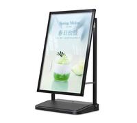 Zfmnoyev Supporto Per Cartello Da Marciapiede In Metallo Resistente, Supporto Per Poster Da Pavimento Con Ruote, Supporto Per Menu Con Base Riempita D'acqua, Supporto Pubblicitario(63.5x40x114.5 cm)