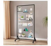 Zfmnoyev Torre Di Pannelli A Parete In Griglia Metallica Mobile Pesante, Rastrelliera Portaoggetti Indipendente Con 4 Ruote E 20 Ganci, Espositore Art Gridwall Per Negozi, Case(nero,60x40x120 cm)