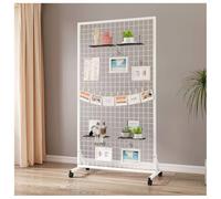 Zfmnoyev Torre Di Pannelli A Parete In Griglia Metallica Mobile Pesante, Rastrelliera Portaoggetti Indipendente Con 4 Ruote E 20 Ganci, Espositore Art Gridwall Per Negozi, Case(Bianco,60x40x160 cm)