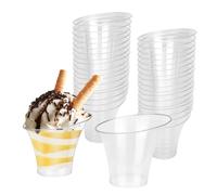 ZFOEFO 50 Pz Coppette da Dessert da 140ml,Tazze da Dessert in Plastica Riutilizzabili,Contenitori Riutilizzabili Quadrati Trasparenti,Bicchieri da Dessert Quadrati per Mousse Budini Gelati e Feste