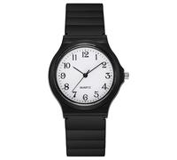 ZFSBRTL Orologio da polso al quarzo analogico, unisex, per adolescenti e sport, con quadrante numeri arabi, cinturino in silicone, elegante e casual, regalo alla moda, nero b