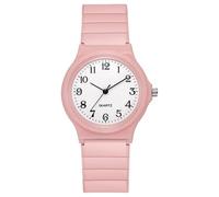 ZFSBRTL Orologio da polso al quarzo analogico, unisex, per adolescenti e sport, con quadrante numeri arabi, cinturino in silicone, elegante e casual, regalo alla moda, rosa
