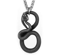 ZFSBRTL Solido Acciaio Inossidabile Cobra Re Serpente Collana Ciondolo |Argento 8 Forma Collana Serpente | Uomini Collana Serpente Gioielli | Vichingo Grande Regalo,60cm