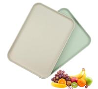 Zfseyuh 2 Pezzi Vassoio Plastica Rettangolare,Vassoi Fast Food,Vassoio Antiscivolo,per Cucina Ristorante Caffè (Verde Chiaro, Bianco Sporco)