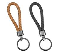 Zfseyuh 2 portachiavi in pelle, nero in pelle intrecciata, ideale per auto, portachiavi e decorazioni, universale per uomini e donne, marrone e nero., 1