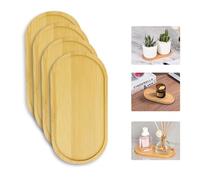 Zfseyuh 4 Pezzi Vassoio di bambù,Vassoio da Portata Mini,Vassoio Ovale,Vassoio da Bagno in Bambù,Vassoio Colazione per Frutta,Torte,Tazze Da Tè,Snack 17.5 x 8.8 x 1.5 cm