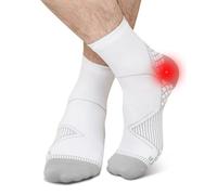 ZFSOCK Calze a Compressione per Fascite Plantare: Calzini per Neuropatia Uomo Donna Cavigliera Sportiva per Tendine D'achille, Danni Ai Legamenti, Caviglie Deboli, Artrite Taglia M 1 Paia Bianco