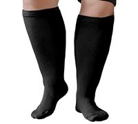 ZFSOCK Calze Compressione Graduata Donna Uomo: Calzini Taglie Forti Obesi Polpaccio Oversize Gambaletti 20-30mmHg per Vene Varicose Circolazione Gravidanza Running Ciclismo Taglia S-M Nero 1 Paia