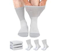 ZFSOCK Calze per Diabetici Uomo Donna: Calzini Bambù Morbidi e Traspiranti Senza Elastico e Senza Cuciture Gambaletti Extra Larghi per Piedi Gonfi Edema e Circolazione Gravidanza 43-46 Grigio