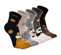 ZFSOCK Calzini con Dita Separate Donna Cotone Calze Infradito Senza Punta Fantasia Colorati Calzini Separa 5 Dita Piedi Divertenti Animali Modello Sportivi Casual,36-41,Animali-5 paia