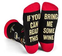 ZFSOCK Calzini da uomo con scritta "If you can read this bring me some wine tea coffee beer gifts" per Natale, compleanno, anniversario, San Valentino, 1 paio, vino, 6-11