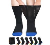 ZFSOCK Calzini per Diabetici Uomo e Donna: Calze in Cotone con Bordo Confortevole Extra Larghi senza Elastico e senza Cuciture per Caviglie Piedi Gonfi Donne Incinte - 6 Paia Nero e Colorato 47-49