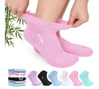 ZFSOCK Calzini Senza Elastico Bambù: Calze per Diabetici Uomo Donna Corti Senza Cuciture Extra Larghi Comodi Foderato in Spugna per Caviglie Piedi Gonfi Gravidanza 43-46 Pastello 6 Paia