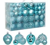 ZFYQ 100 Palle di Natale, Set di Palline per Albero di Natale, Palline Decorative da Appendere 3/4/6cm, Adatte per Alberi di Natale, Finestre, Ghirlande Natalizie, Decorazioni Natale, Azzurro